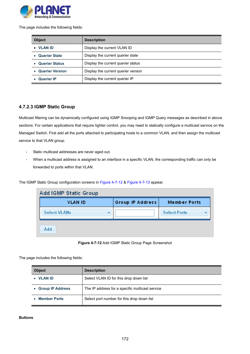 3 igmp static group | PLANET GS-4210-8P2S User Manual | Page 172 / 353