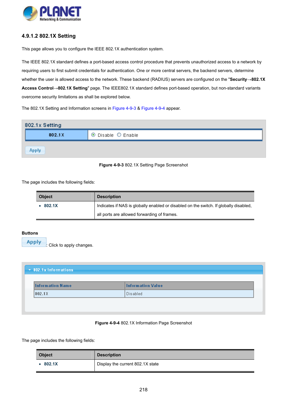 2 802.1x setting | PLANET GS-4210-8P2S User Manual | Page 218 / 353