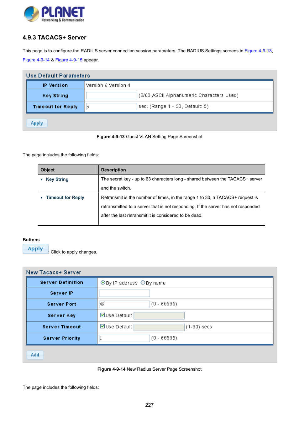 3 tacacs+ server | PLANET GS-4210-8P2S User Manual | Page 227 / 353