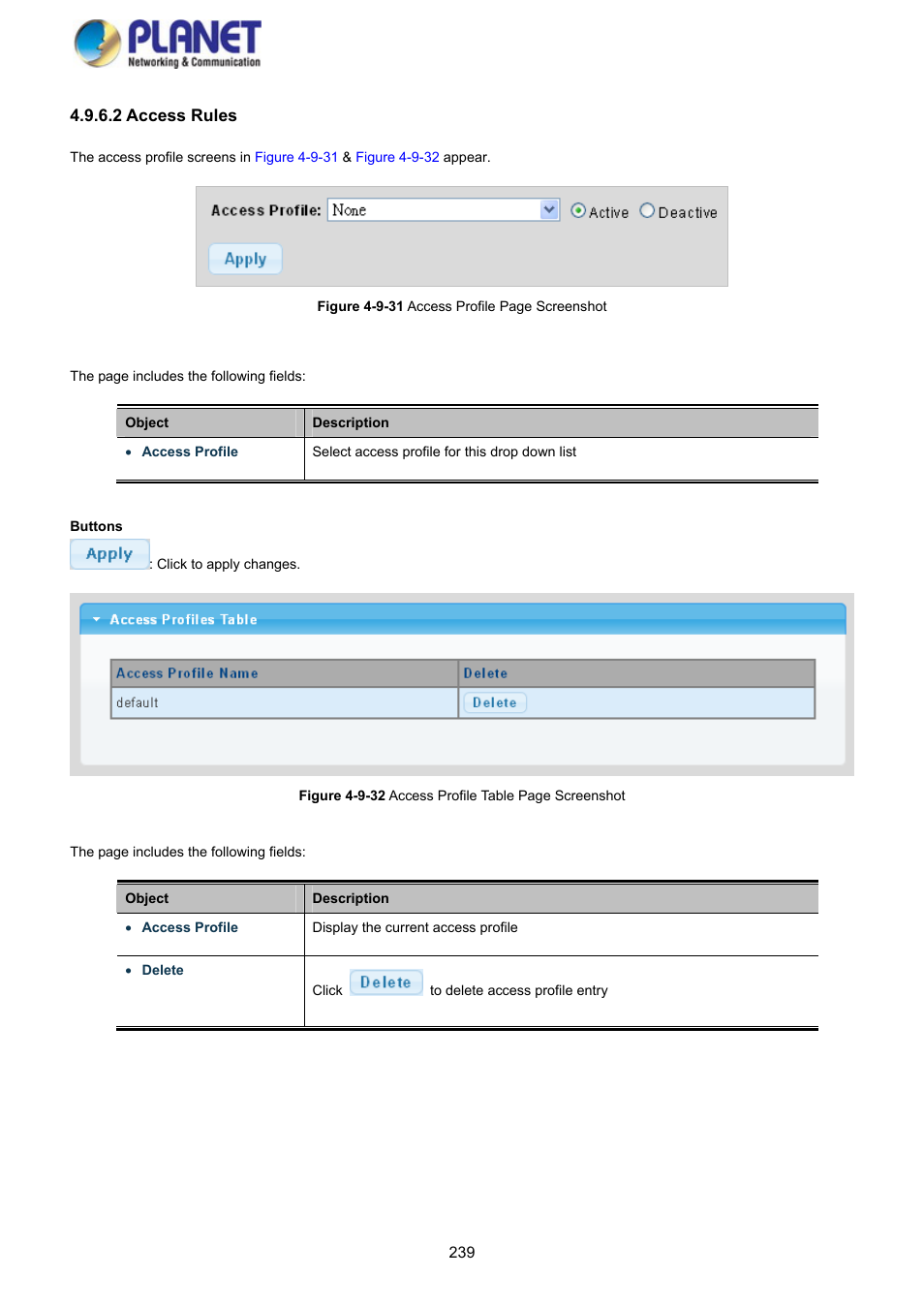 2 access rules | PLANET GS-4210-8P2S User Manual | Page 239 / 353