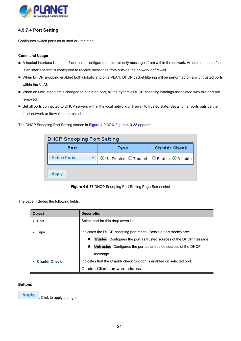 4 port setting | PLANET GS-4210-8P2S User Manual | Page 244 / 353