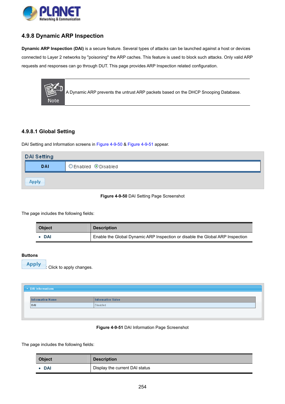 8 dynamic arp inspection, 1 global setting | PLANET GS-4210-8P2S User Manual | Page 254 / 353