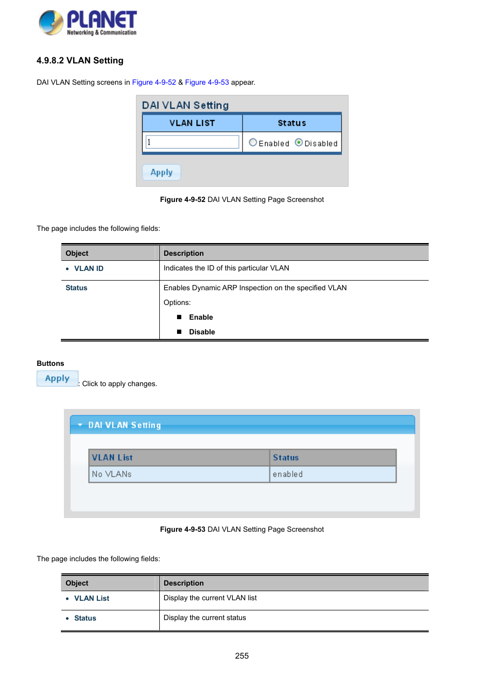 2 vlan setting | PLANET GS-4210-8P2S User Manual | Page 255 / 353