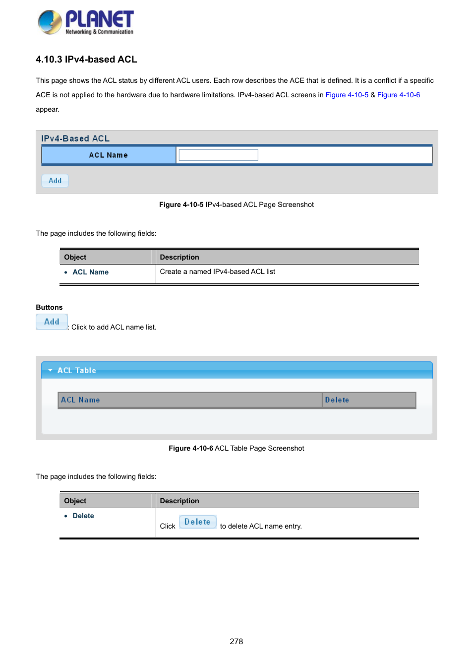 3 ipv4-based acl | PLANET GS-4210-8P2S User Manual | Page 278 / 353