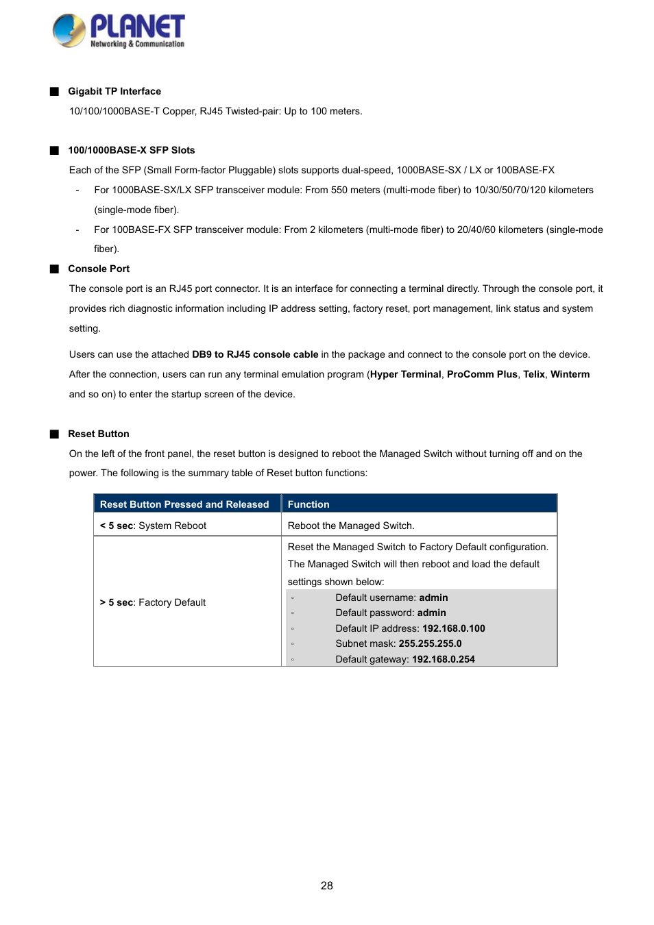 PLANET GS-4210-8P2S User Manual | Page 28 / 353