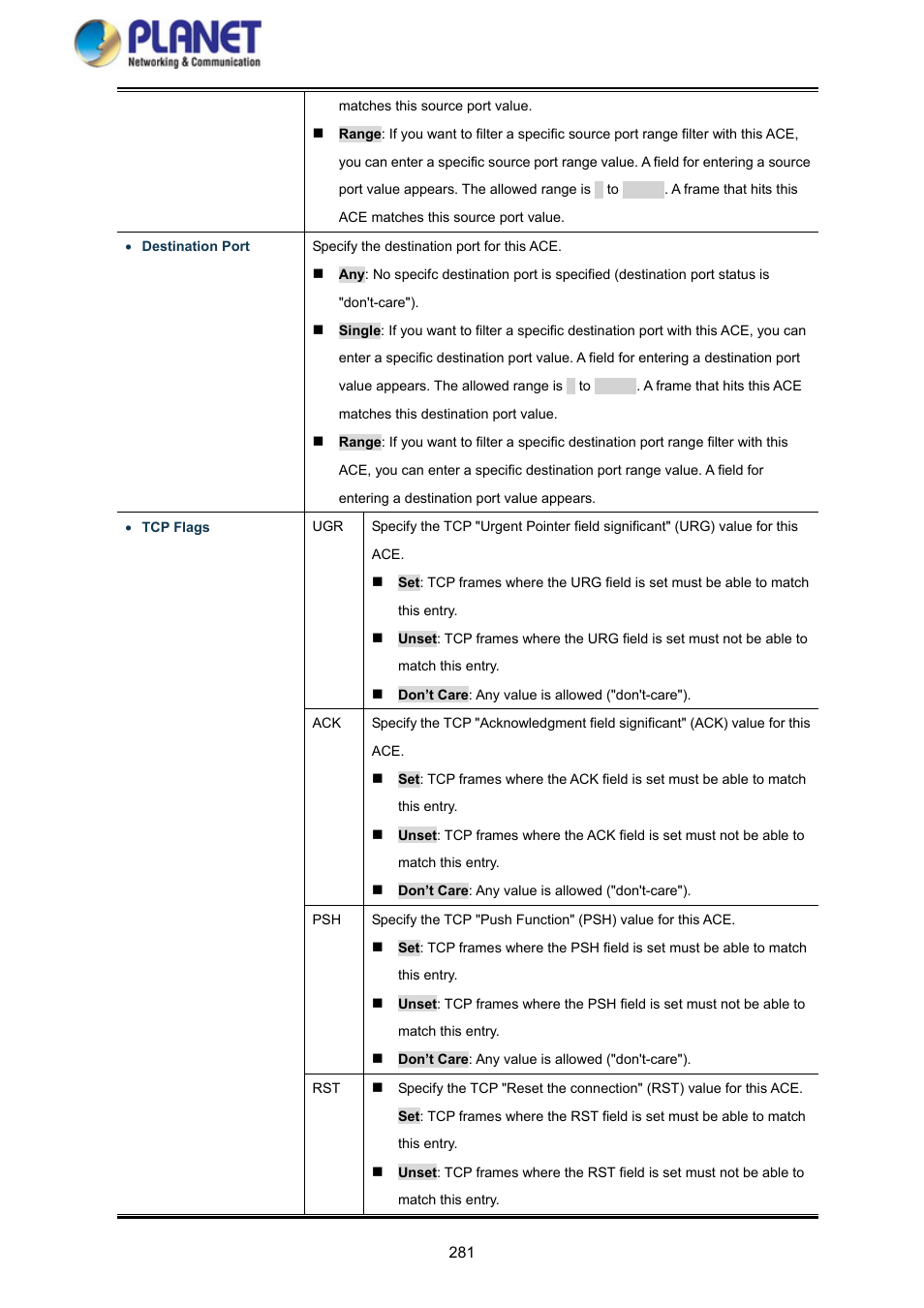 PLANET GS-4210-8P2S User Manual | Page 281 / 353