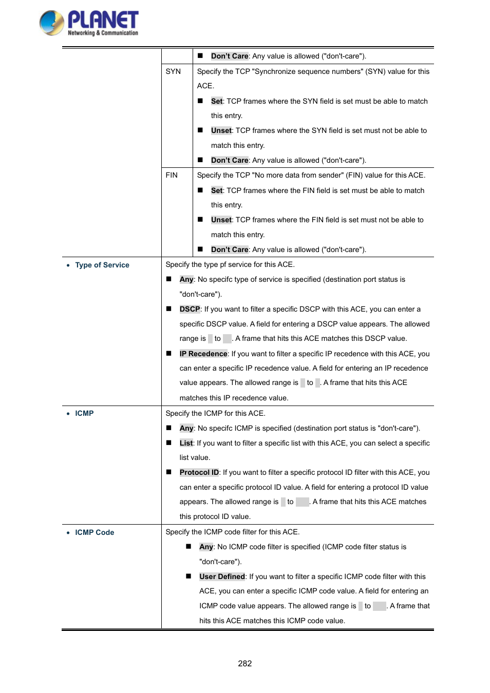 PLANET GS-4210-8P2S User Manual | Page 282 / 353