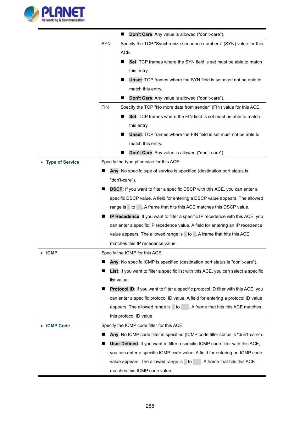PLANET GS-4210-8P2S User Manual | Page 288 / 353