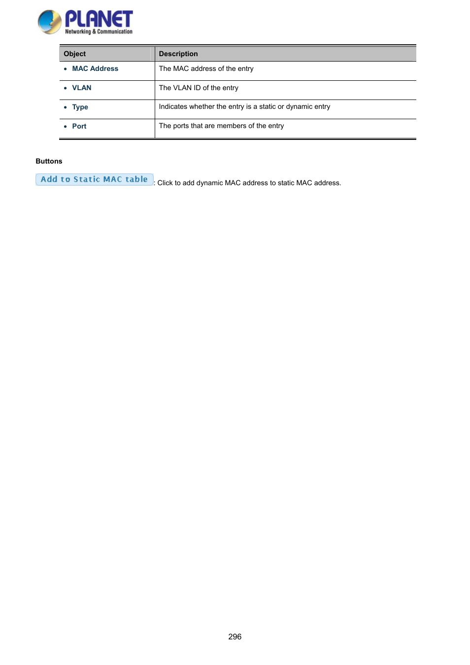 PLANET GS-4210-8P2S User Manual | Page 296 / 353