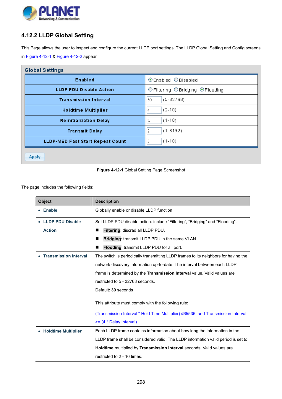 2 lldp global setting | PLANET GS-4210-8P2S User Manual | Page 298 / 353