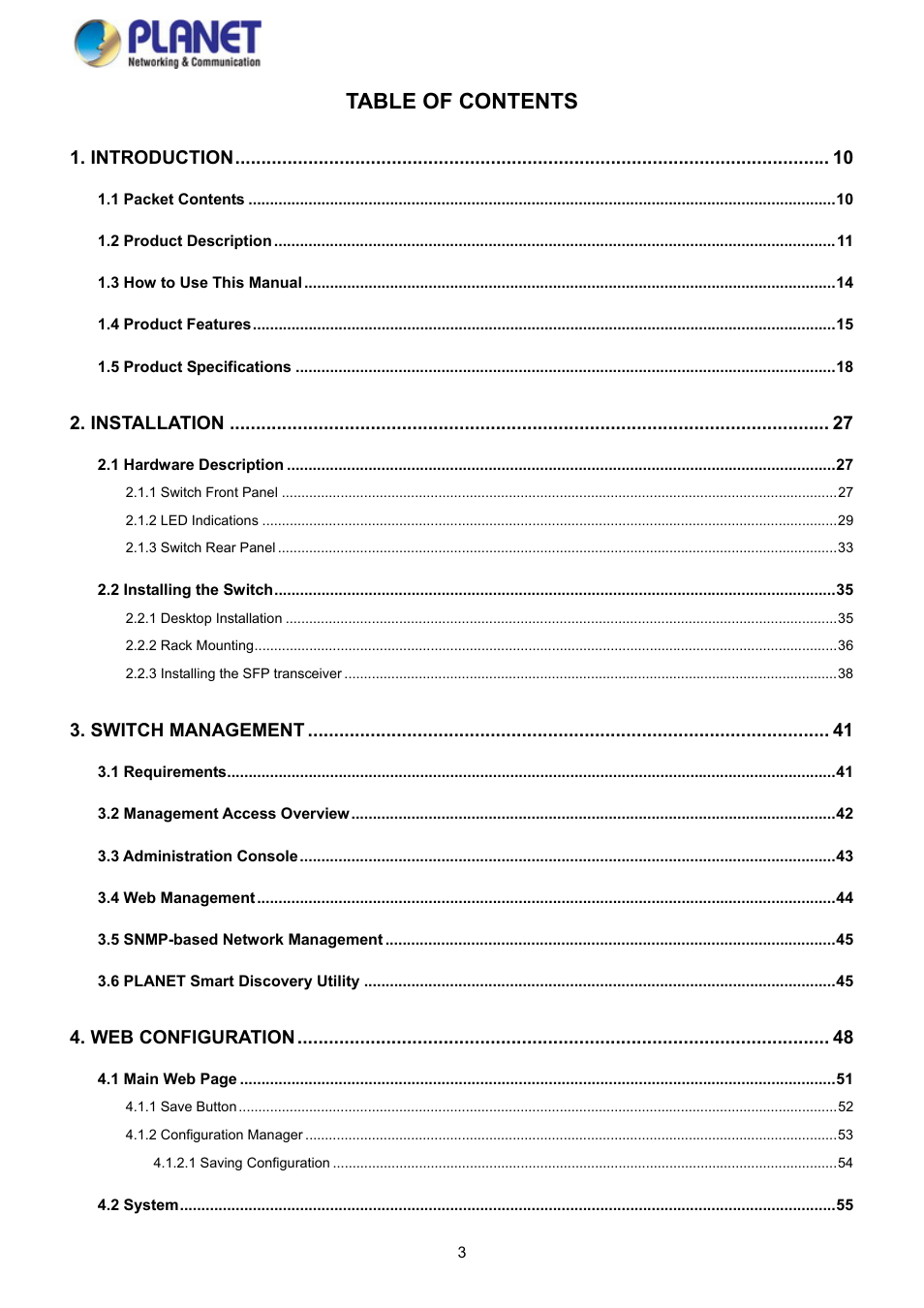 PLANET GS-4210-8P2S User Manual | Page 3 / 353