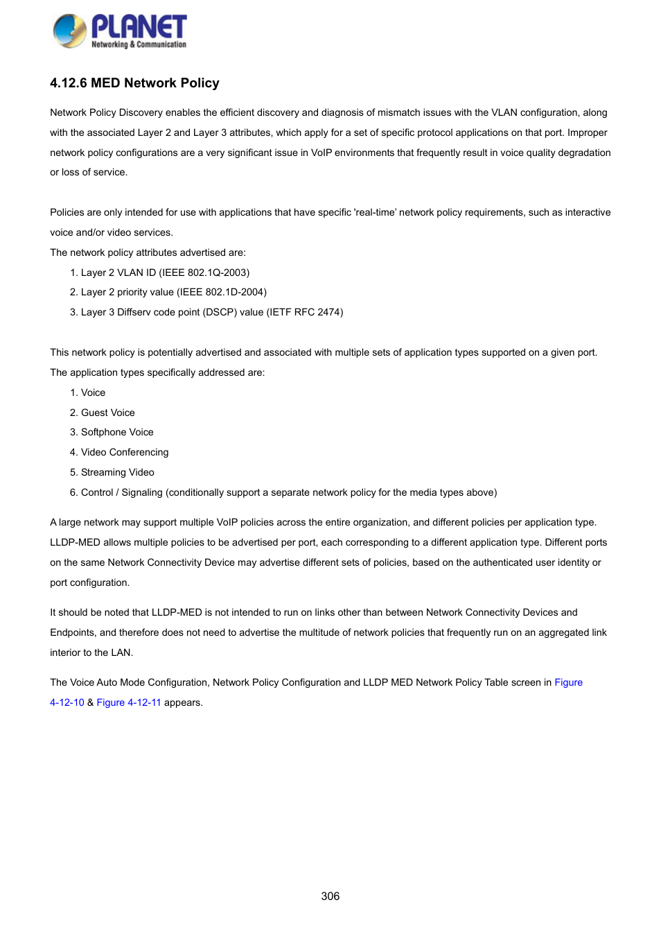 6 med network policy | PLANET GS-4210-8P2S User Manual | Page 306 / 353