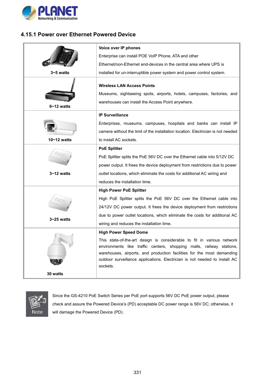 1 power over ethernet powered device | PLANET GS-4210-8P2S User Manual | Page 331 / 353