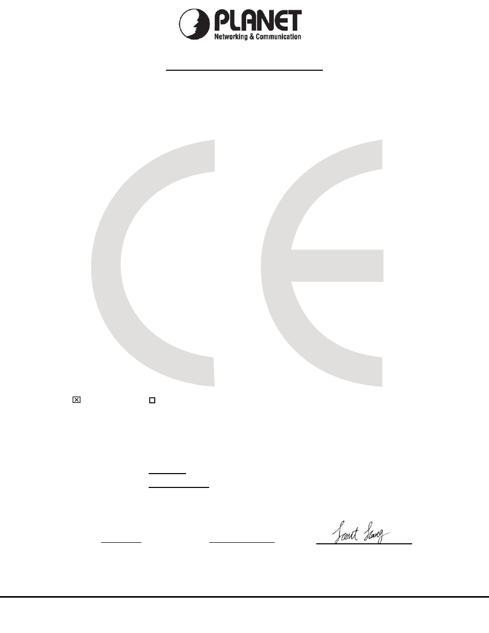 Ec declaration of conformity, Planet technology corporation | PLANET GS-4210-8P2S User Manual | Page 353 / 353