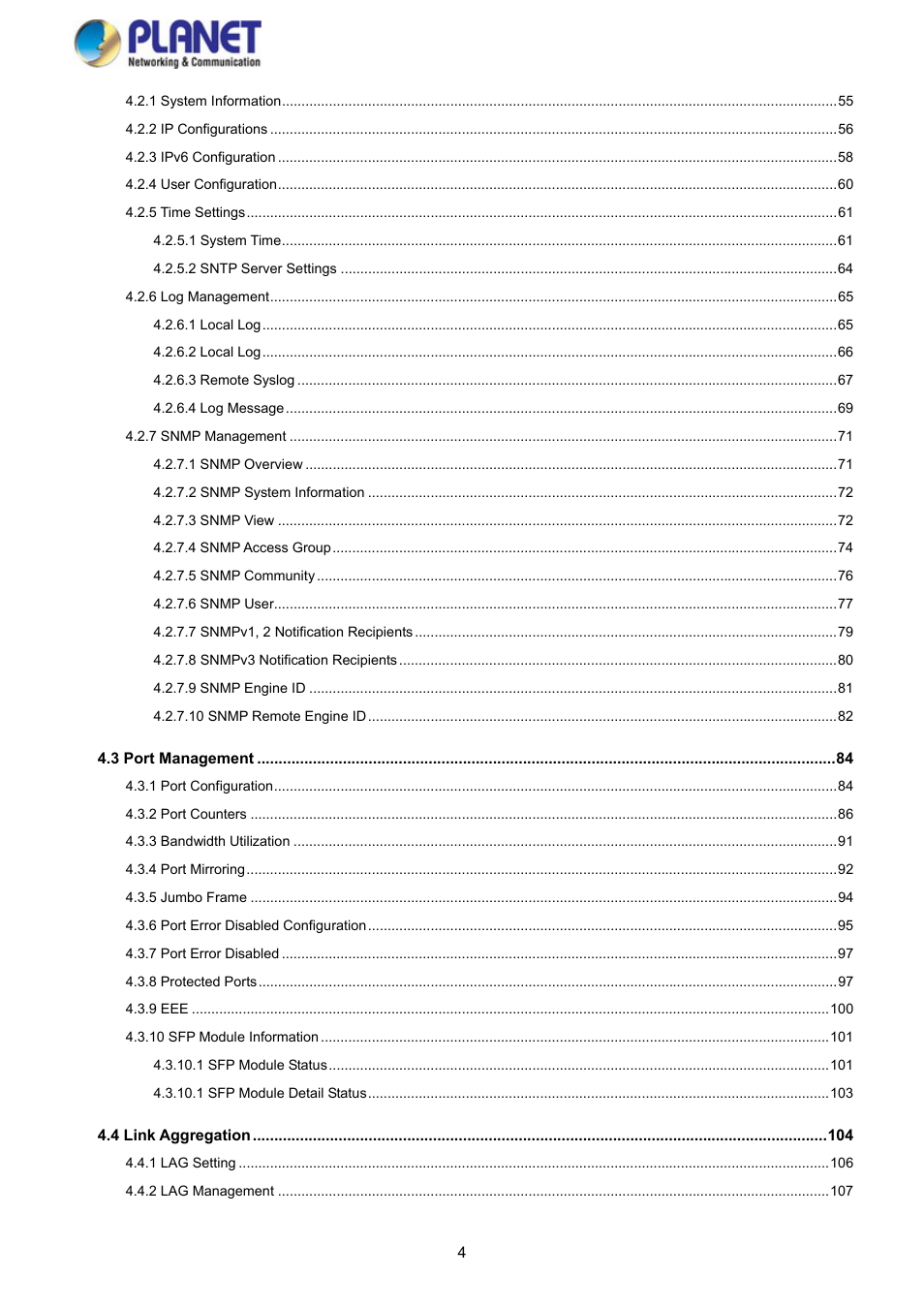 PLANET GS-4210-8P2S User Manual | Page 4 / 353