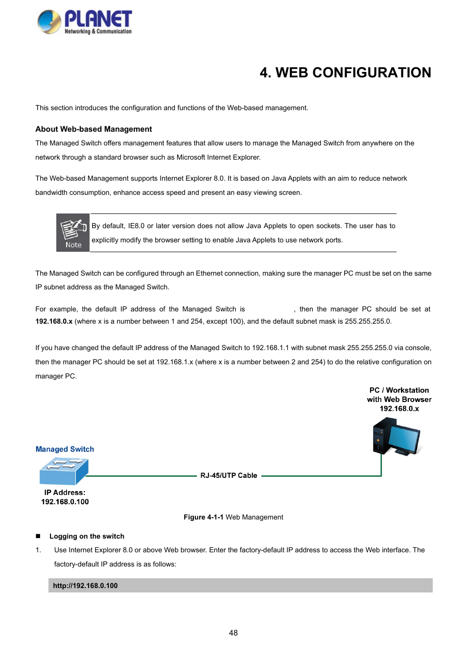 Web configuration | PLANET GS-4210-8P2S User Manual | Page 48 / 353