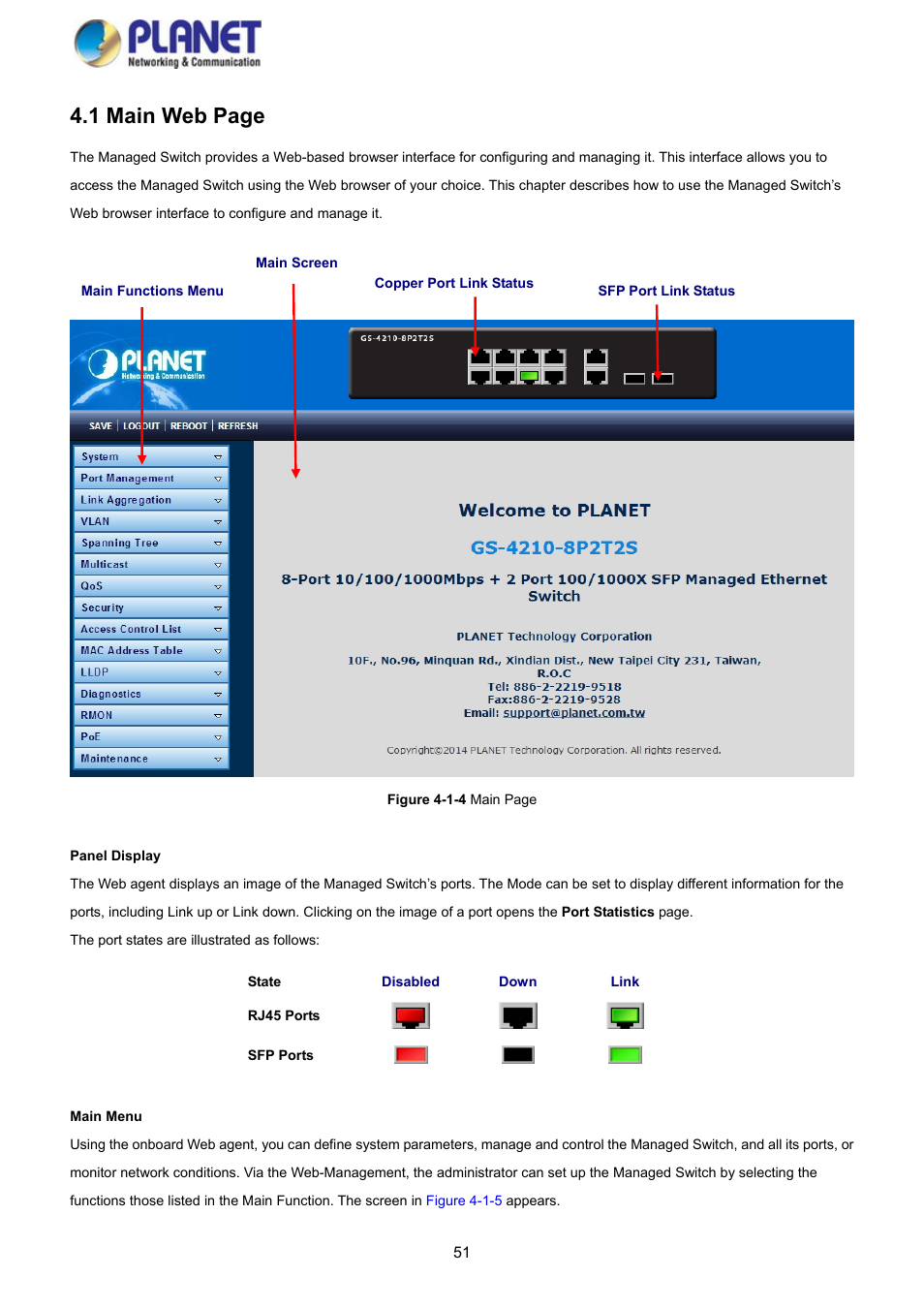 1 main web page | PLANET GS-4210-8P2S User Manual | Page 51 / 353