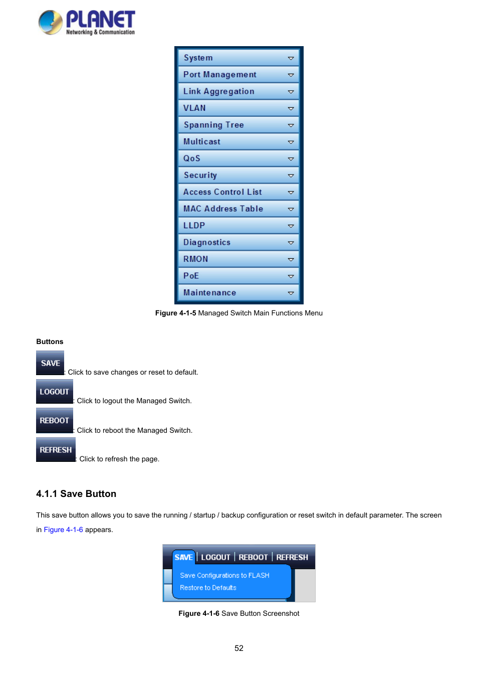 1 save button | PLANET GS-4210-8P2S User Manual | Page 52 / 353