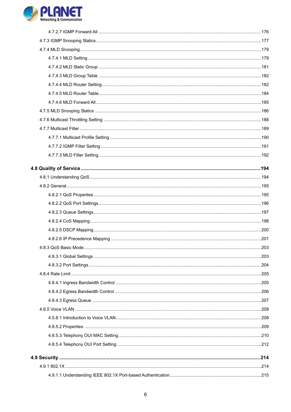 PLANET GS-4210-8P2S User Manual | Page 6 / 353