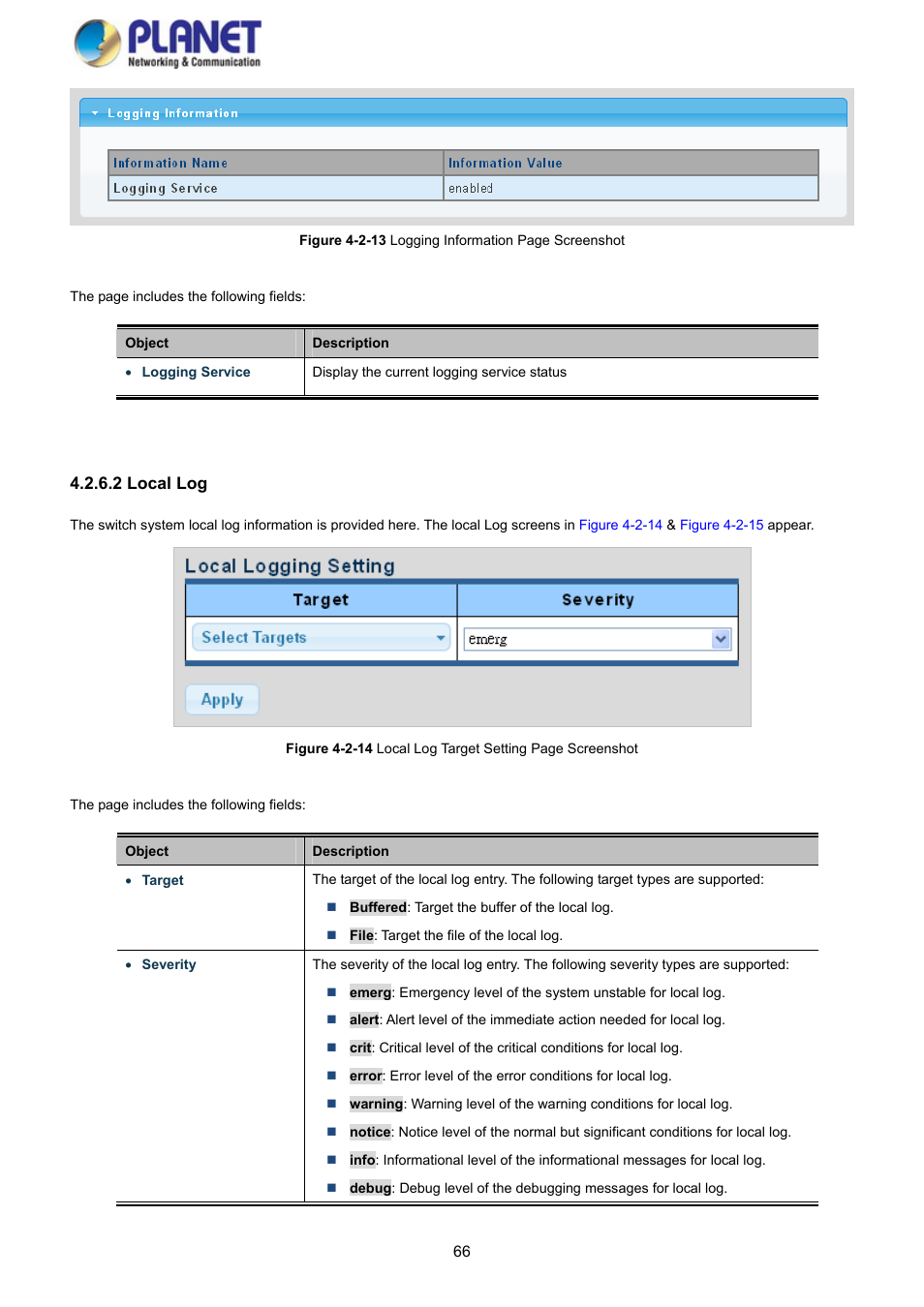 2 local log | PLANET GS-4210-8P2S User Manual | Page 66 / 353