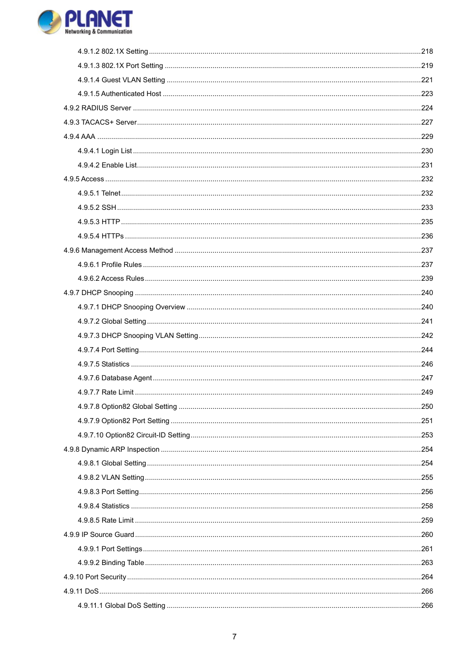 PLANET GS-4210-8P2S User Manual | Page 7 / 353
