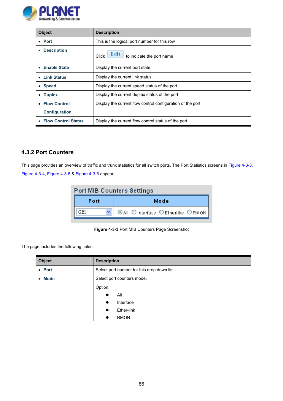2 port counters | PLANET GS-4210-8P2S User Manual | Page 86 / 353