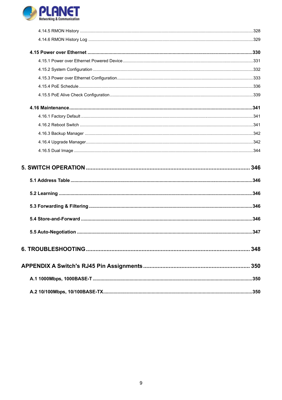PLANET GS-4210-8P2S User Manual | Page 9 / 353