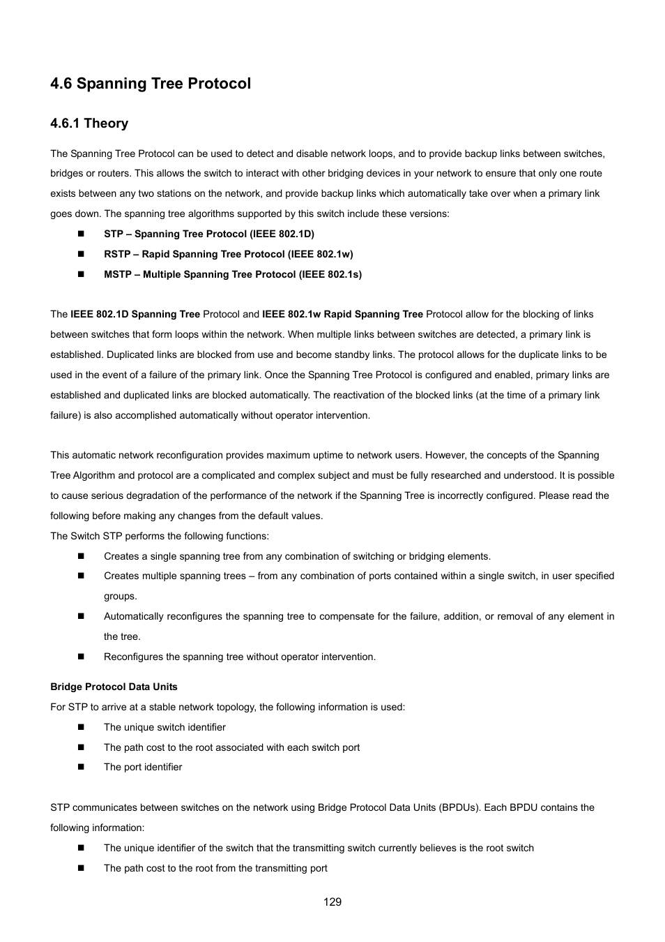 6 spanning tree protocol, 1 theory | PLANET GS-4210-8P2T2S User Manual | Page 129 / 331