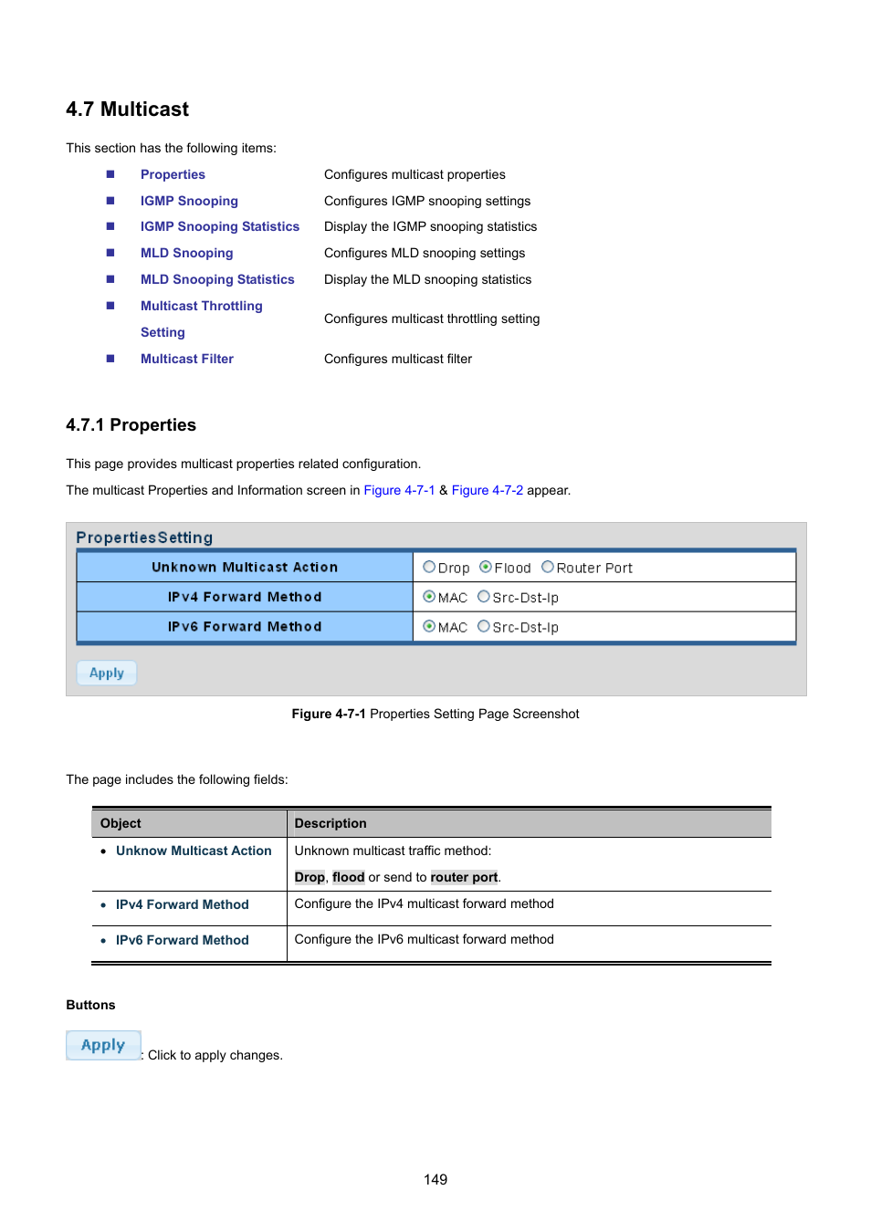 7 multicast, 1 properties | PLANET GS-4210-8P2T2S User Manual | Page 149 / 331