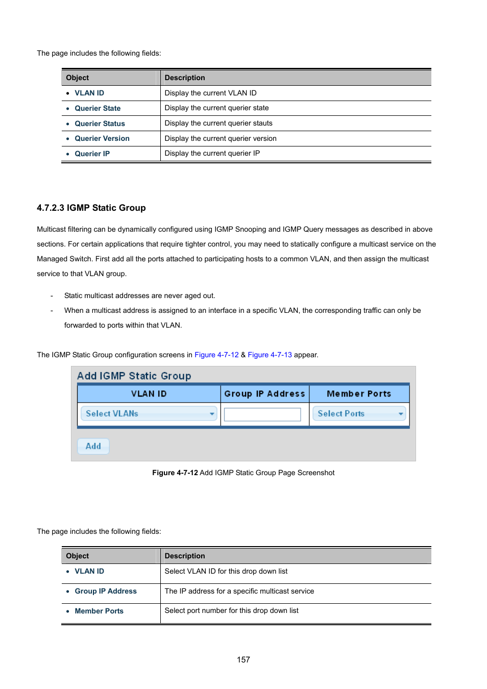 3 igmp static group | PLANET GS-4210-8P2T2S User Manual | Page 157 / 331