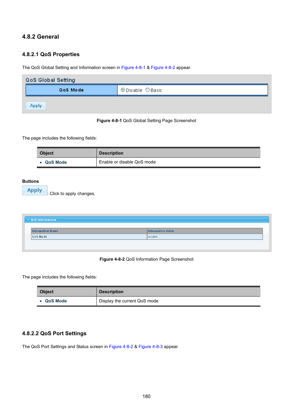 2 general, 1 qos properties, 2 qos port settings | PLANET GS-4210-8P2T2S User Manual | Page 180 / 331