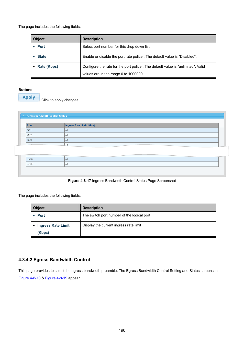 2 egress bandwidth control | PLANET GS-4210-8P2T2S User Manual | Page 190 / 331