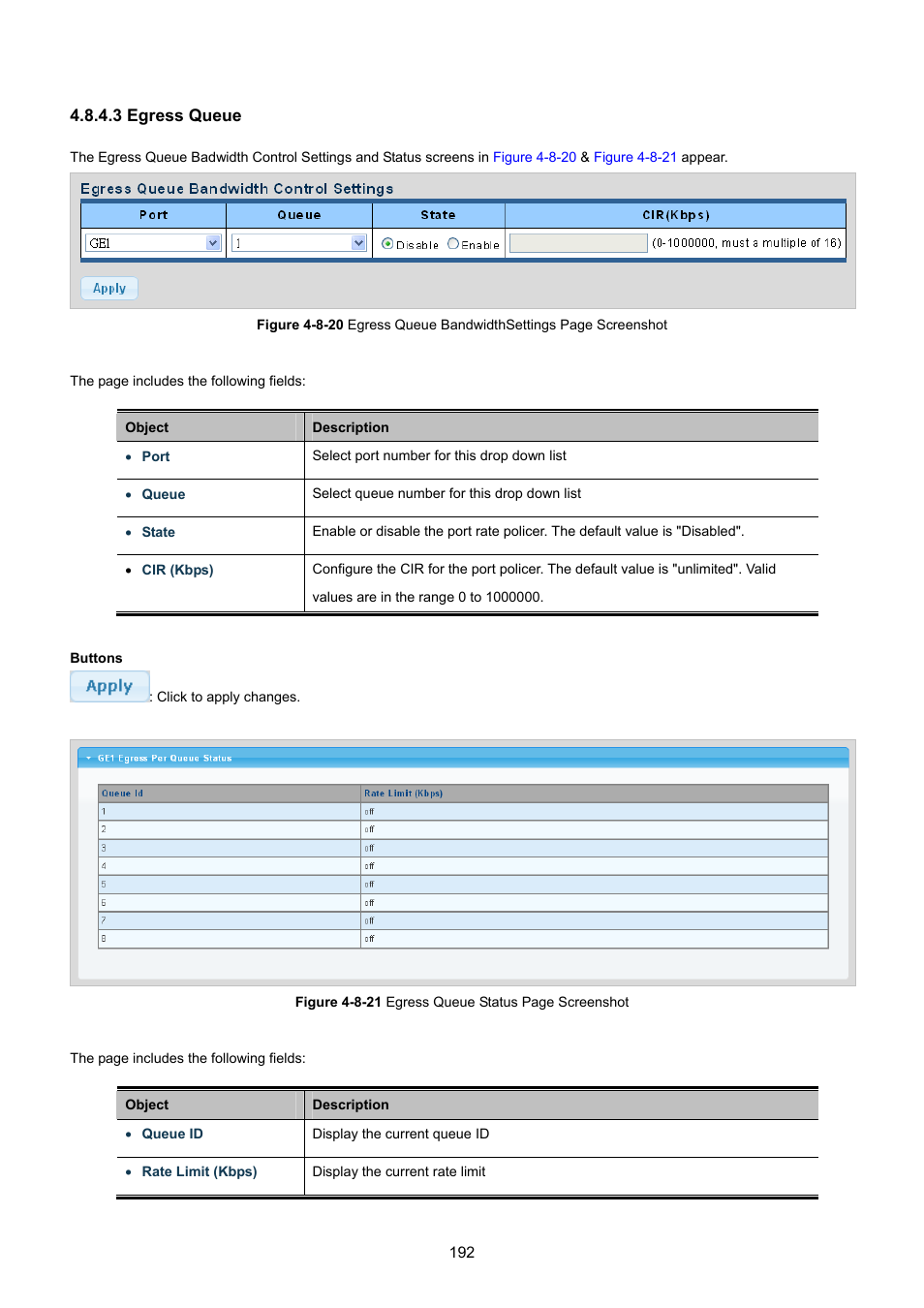 3 egress queue | PLANET GS-4210-8P2T2S User Manual | Page 192 / 331