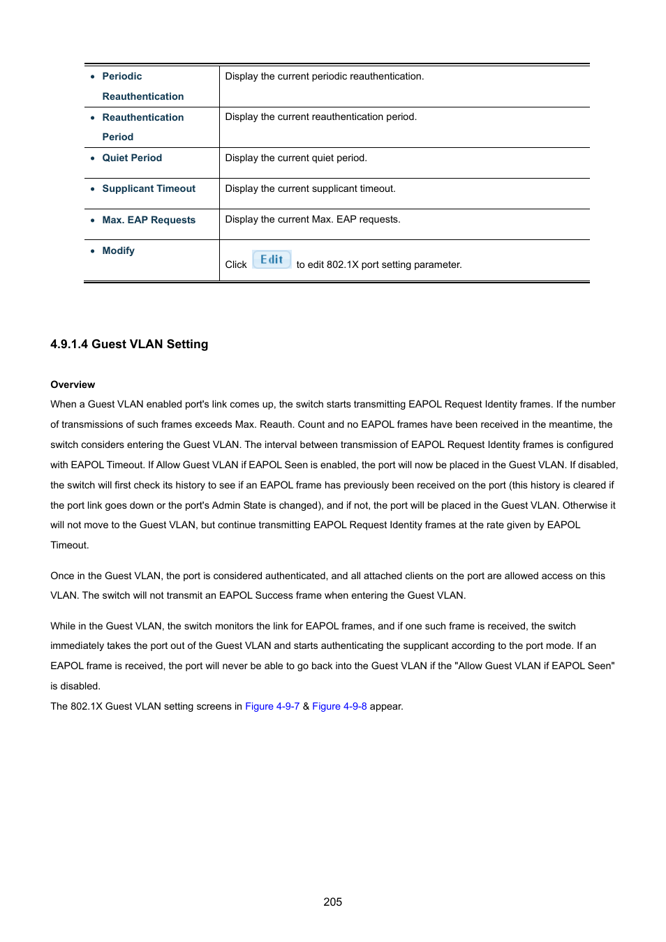 4 guest vlan setting | PLANET GS-4210-8P2T2S User Manual | Page 205 / 331