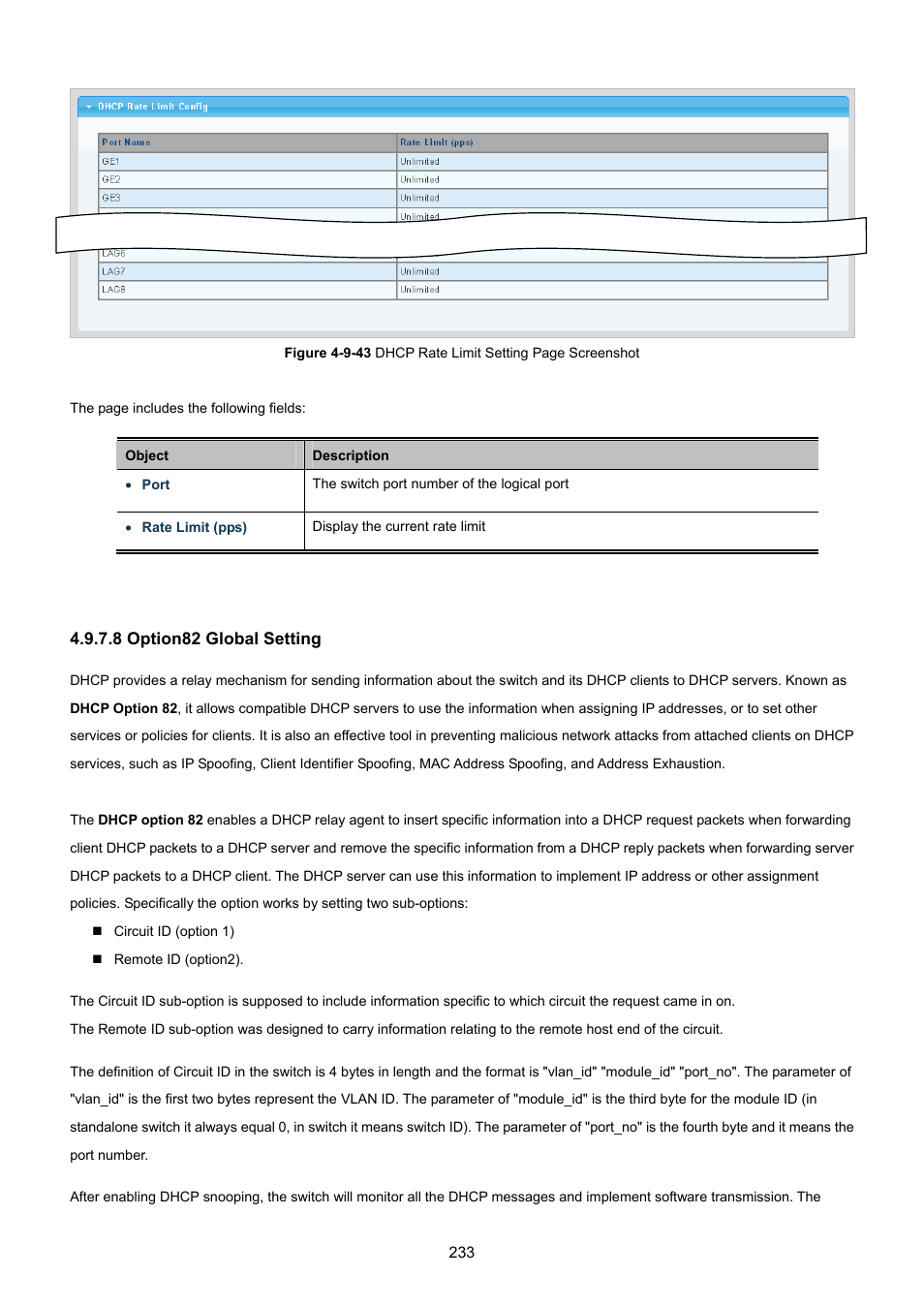 8 option82 global setting | PLANET GS-4210-8P2T2S User Manual | Page 233 / 331