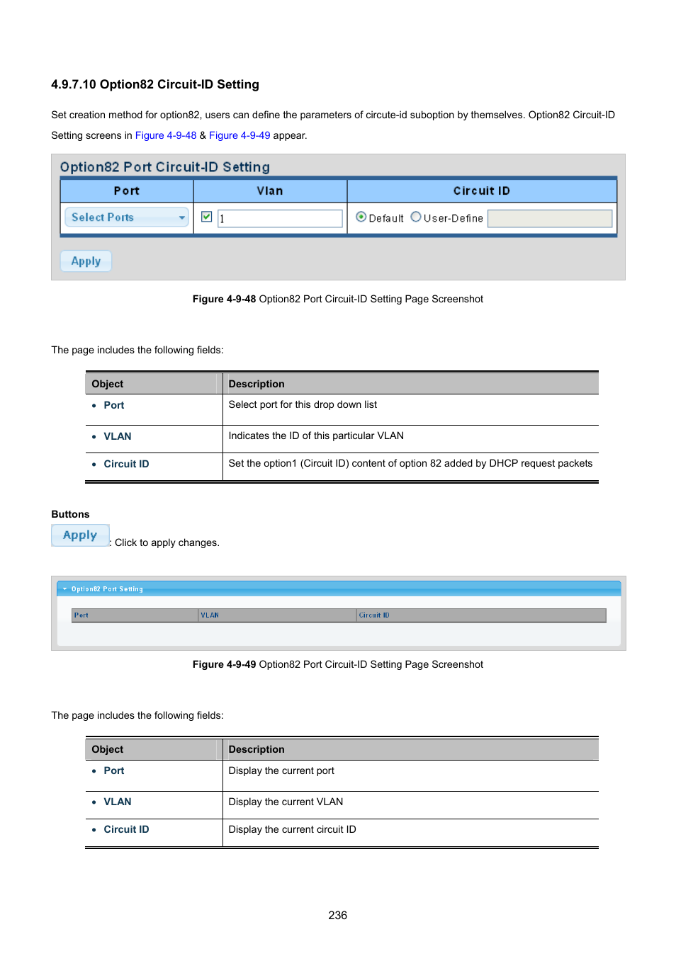 10 option82 circuit-id setting | PLANET GS-4210-8P2T2S User Manual | Page 236 / 331