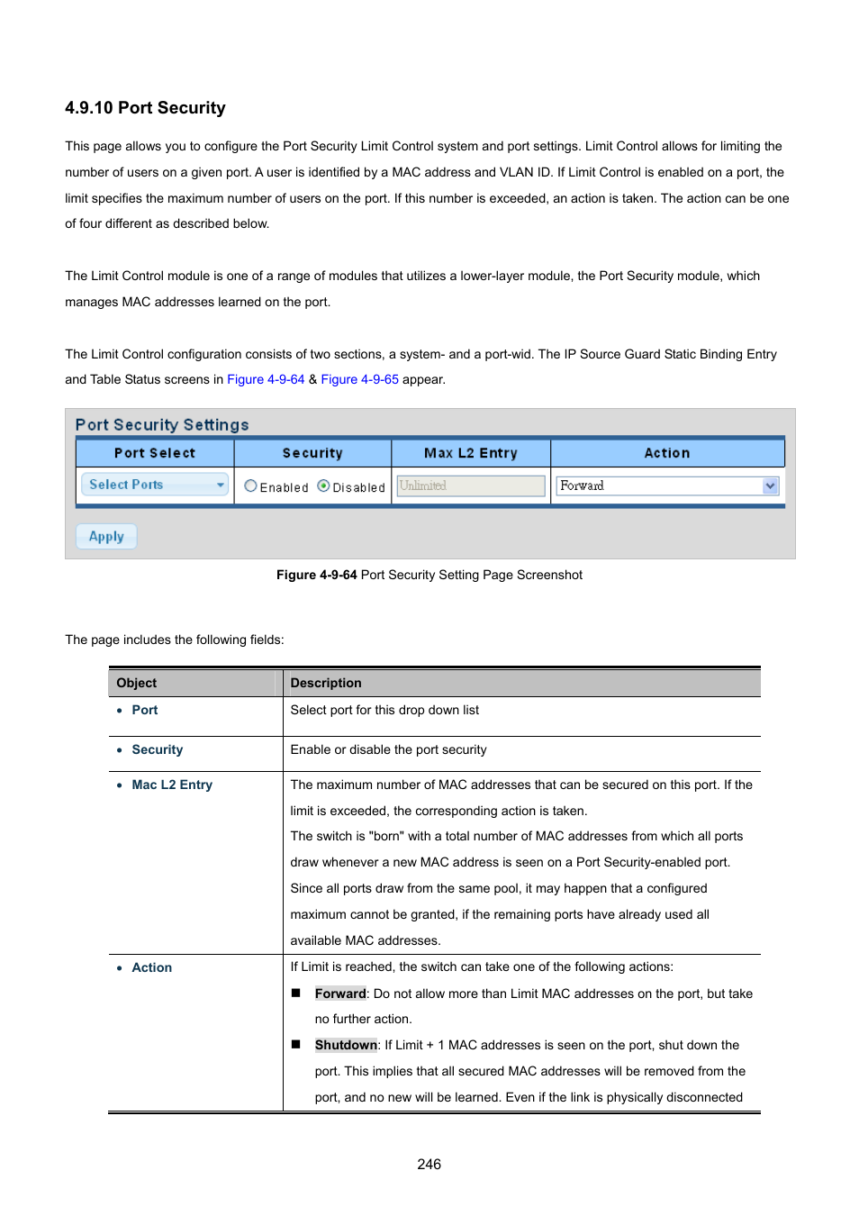 10 port security | PLANET GS-4210-8P2T2S User Manual | Page 246 / 331