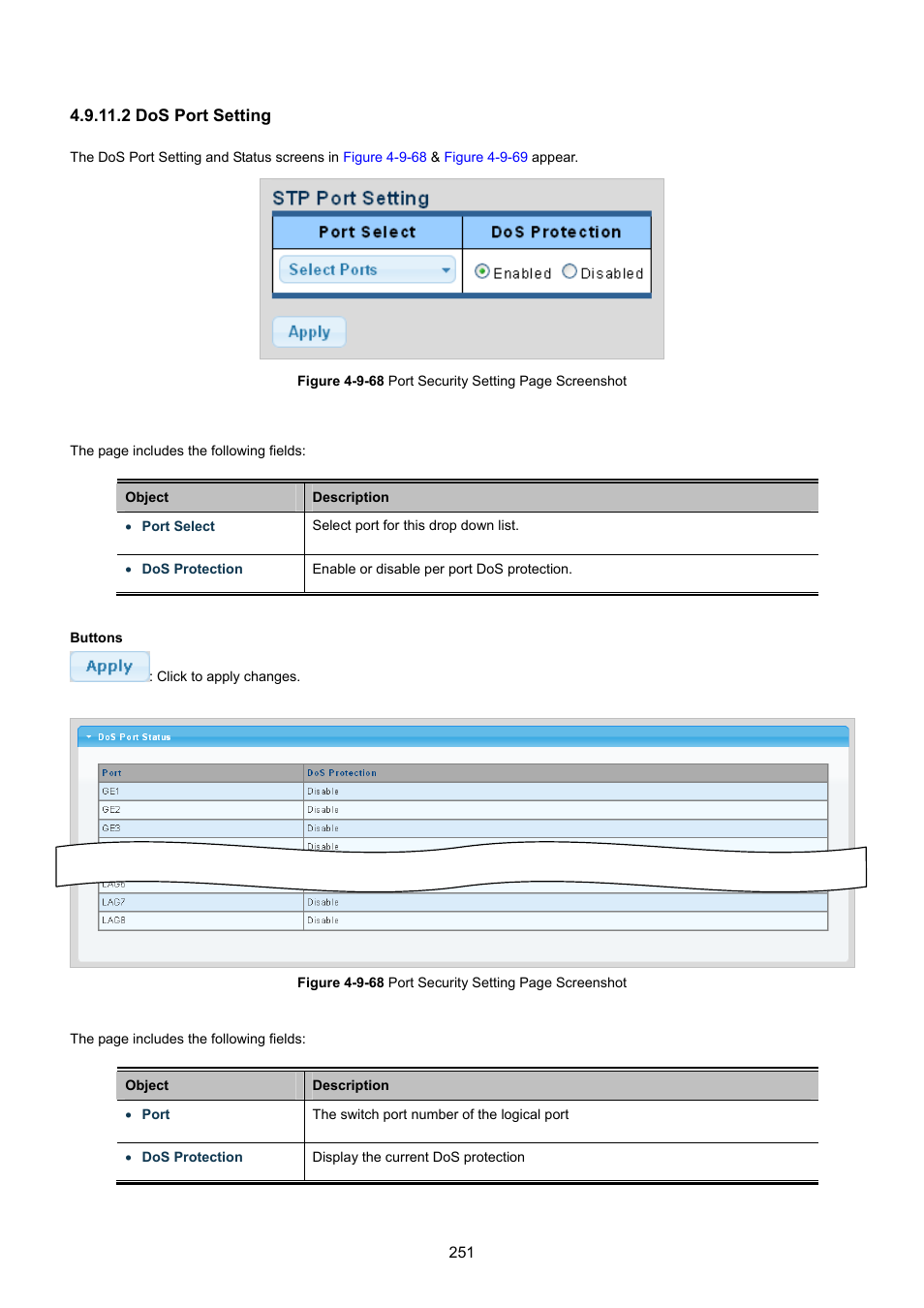 2 dos port setting | PLANET GS-4210-8P2T2S User Manual | Page 251 / 331