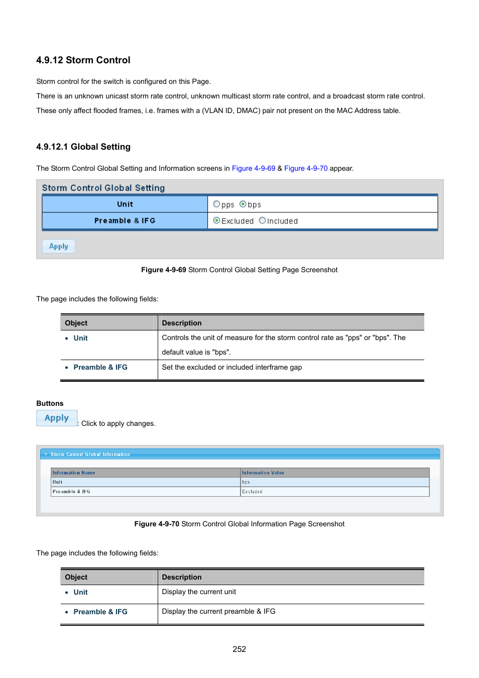 12 storm control, 1 global setting | PLANET GS-4210-8P2T2S User Manual | Page 252 / 331