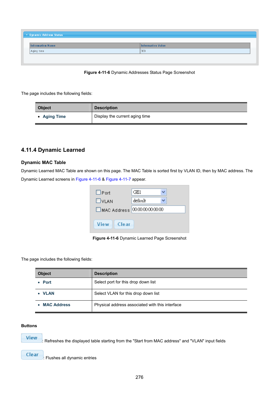 4 dynamic learned | PLANET GS-4210-8P2T2S User Manual | Page 276 / 331