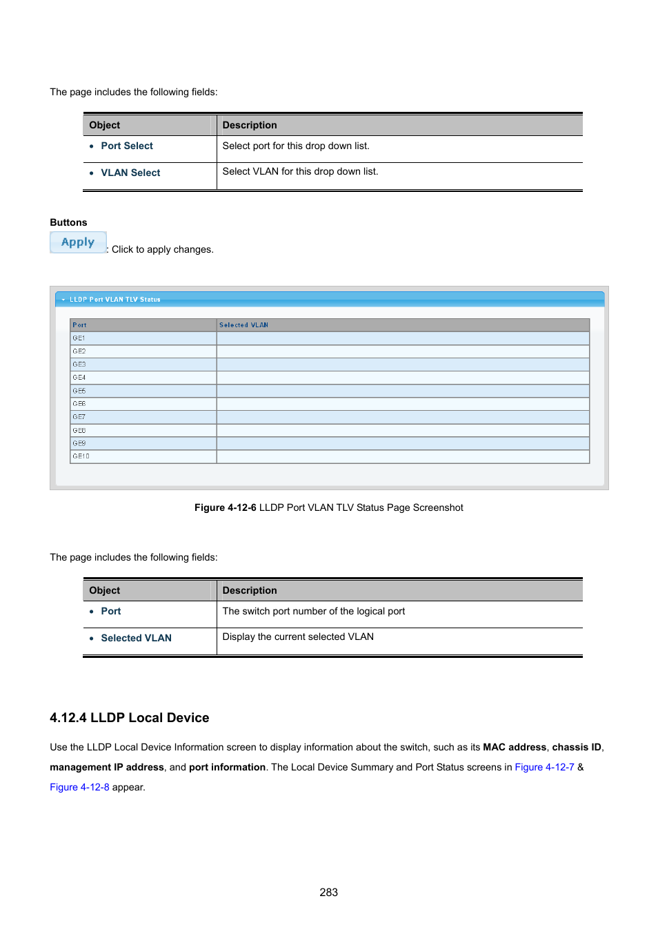 4 lldp local device | PLANET GS-4210-8P2T2S User Manual | Page 283 / 331