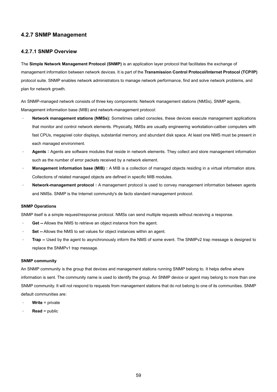 7 snmp management, 1 snmp overview | PLANET GS-4210-8P2T2S User Manual | Page 59 / 331