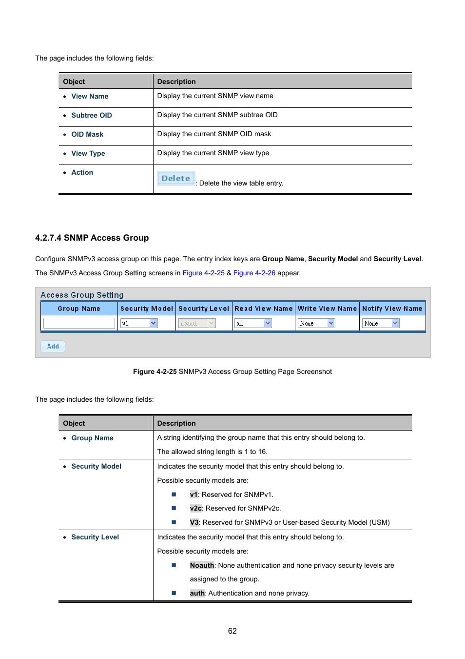 4 snmp access group | PLANET GS-4210-8P2T2S User Manual | Page 62 / 331