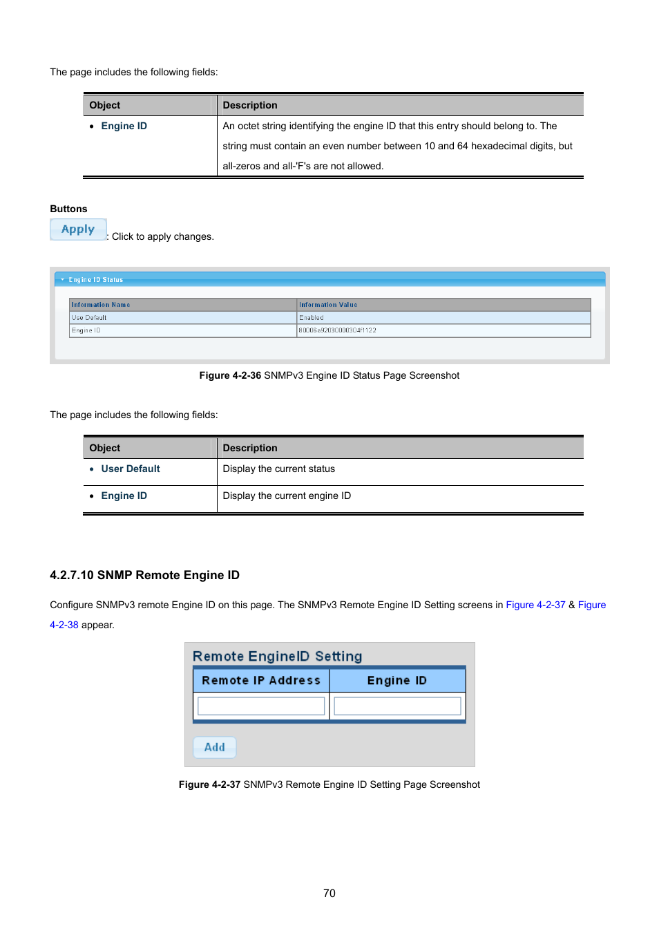 10 snmp remote engine id, 0 snmp remote engine id | PLANET GS-4210-8P2T2S User Manual | Page 70 / 331