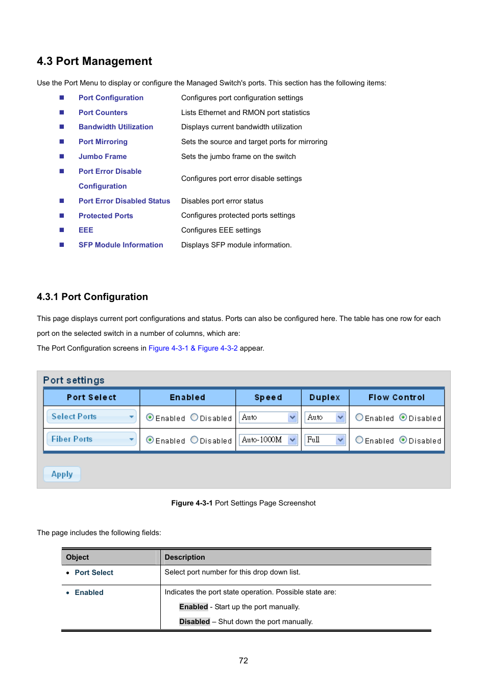 3 port management, 1 port configuration | PLANET GS-4210-8P2T2S User Manual | Page 72 / 331