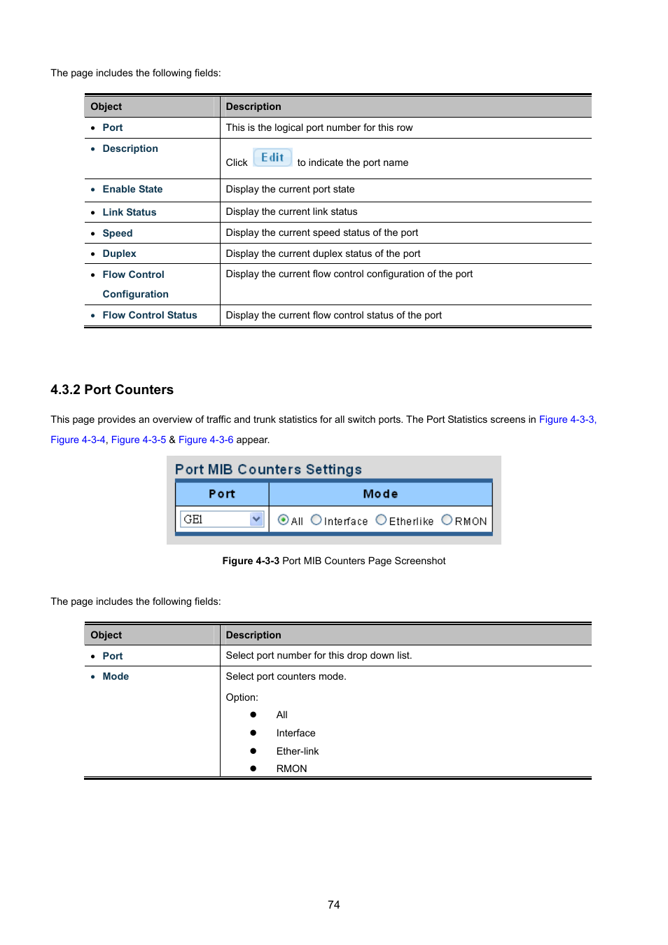 2 port counters | PLANET GS-4210-8P2T2S User Manual | Page 74 / 331