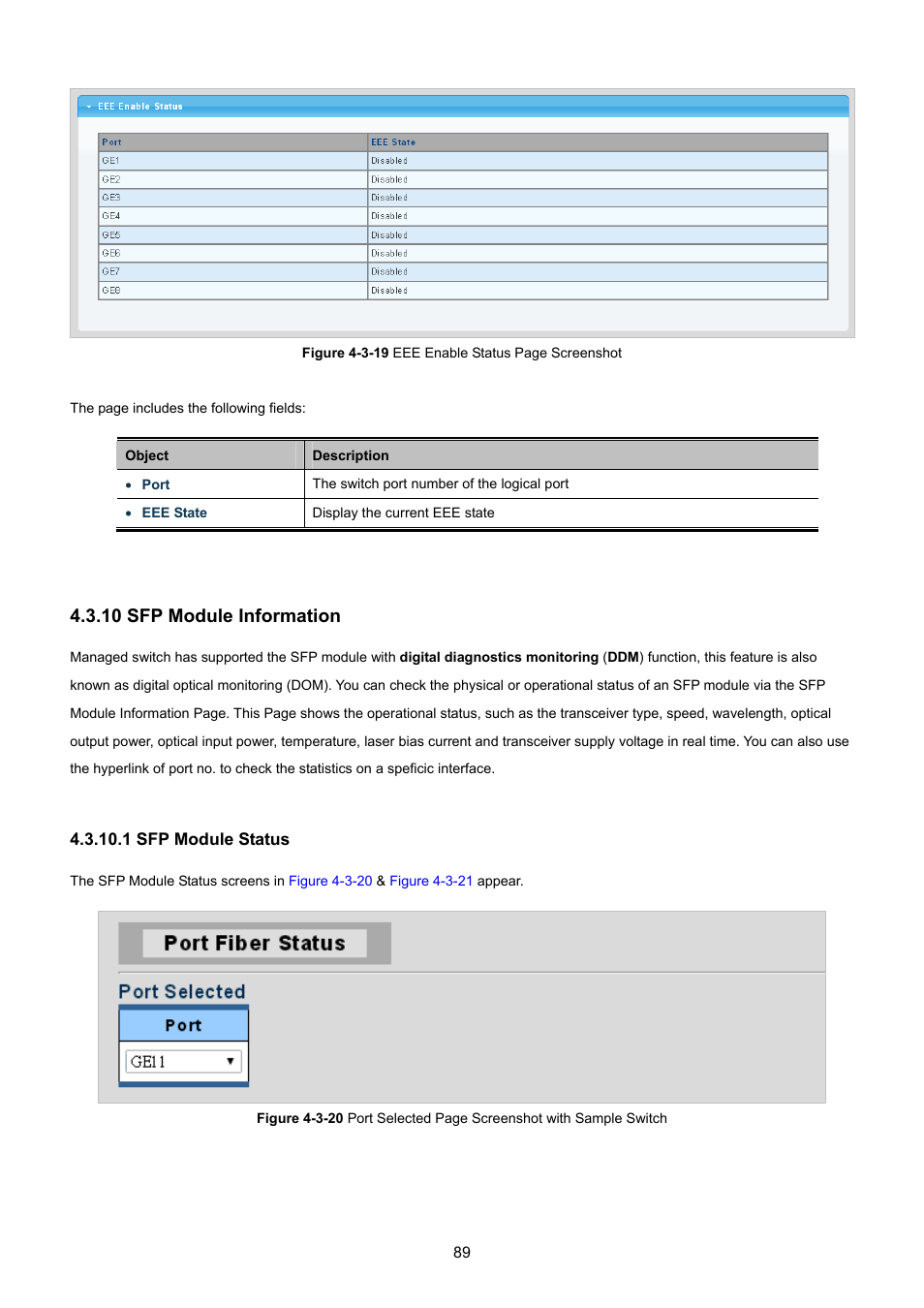 10 sfp module information, 1 sfp module status, 0 sfp module information | PLANET GS-4210-8P2T2S User Manual | Page 89 / 331