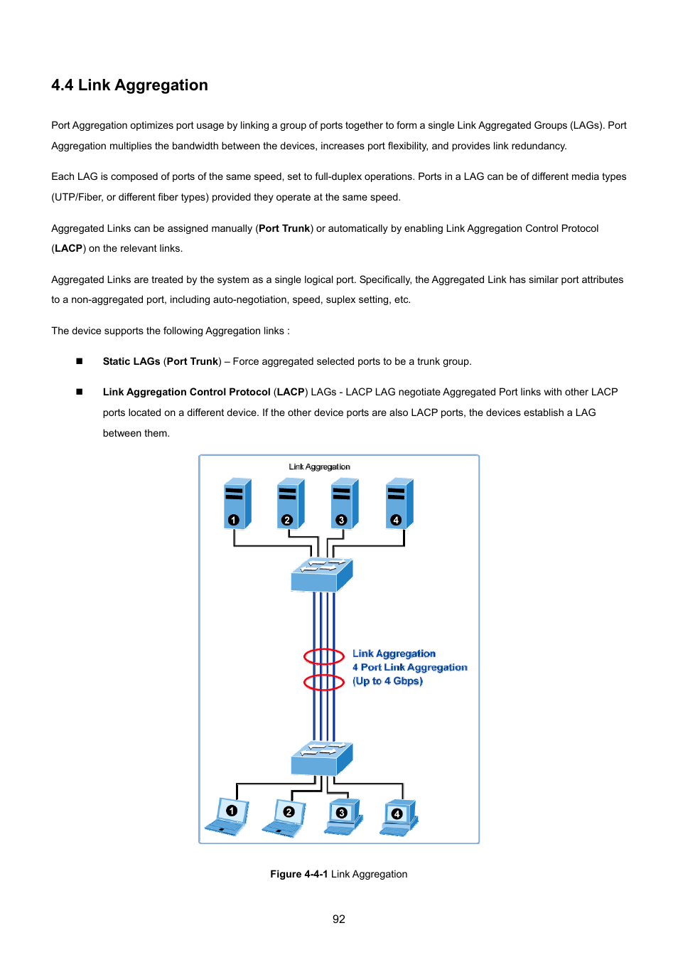 4 link aggregation | PLANET GS-4210-8P2T2S User Manual | Page 92 / 331