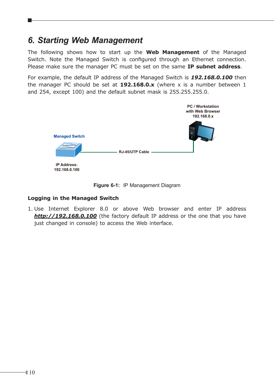 Starting web management | PLANET GS-5220-16S8C User Manual | Page 10 / 16