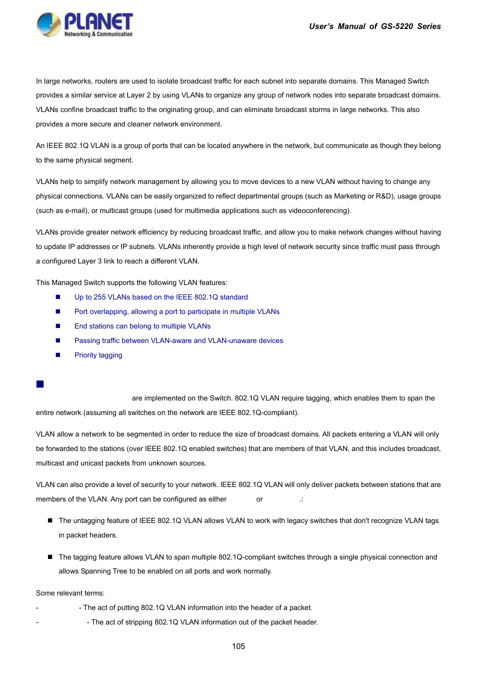 2 ieee 802.1q vlan | PLANET GS-5220-16S8C User Manual | Page 105 / 343